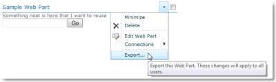 Export a SharePoint web part