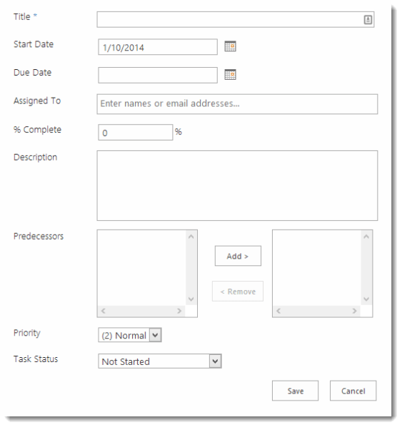 New SharePoint Task Form