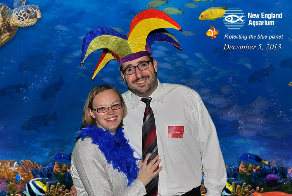 The wife and I at the Slalom Holiday Party. I was slouching a little...