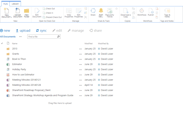Document library page with isdlg