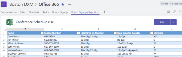 Microsoft Excel Forms Results in Teams