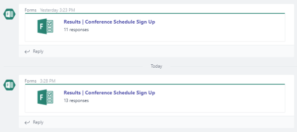 Microsoft Forms connector in teams is sad
