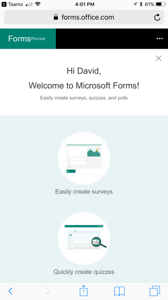Pressing forms tab in Teams fail