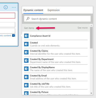 Microsoft Flow dynamic data showing SharePoint get items