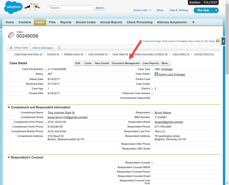 Document Management button in Salesforce opens a SharePoint library