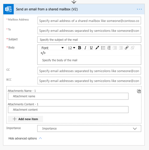 outlook send an email from shared mailbox in flow