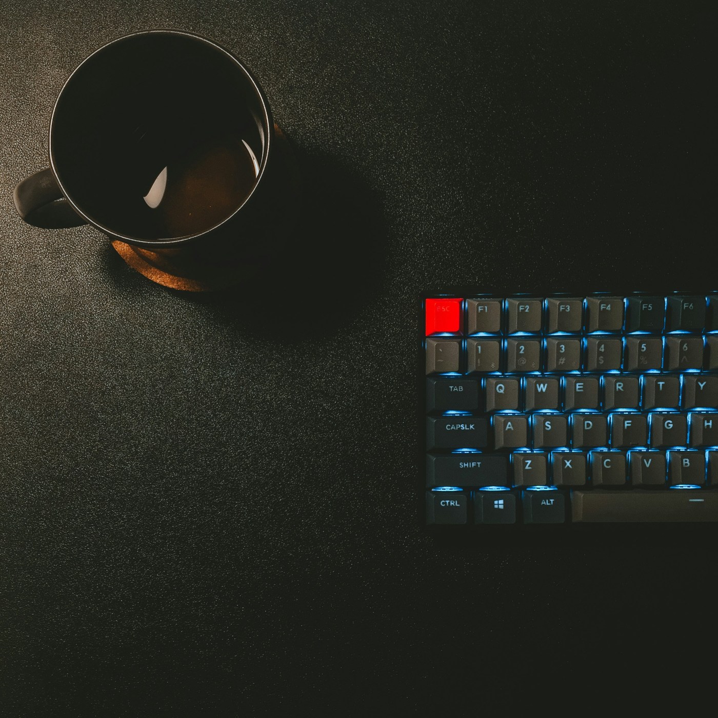 Coffee and a keyboard