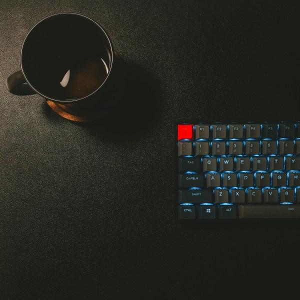Coffee and a keyboard
